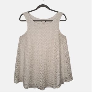 Cocomo White Ivory Lace Overlay Sleeveless Blouse Tank Top Size Large